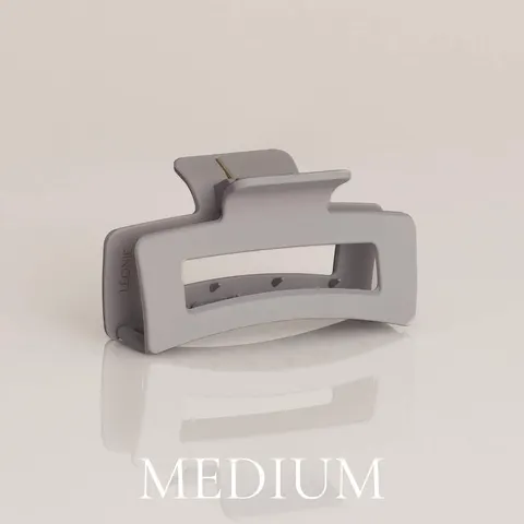 Matt ljusgrå hårklämma Medium 8,5 cm
