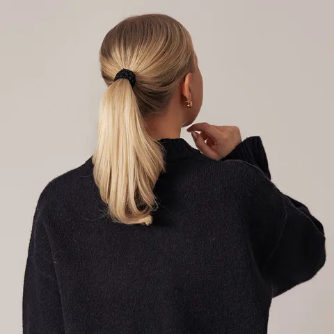Sidenscrunchie Large Svart