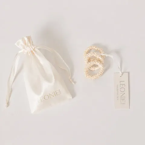 Sidenscrunchie Mini Champagne 3-pack