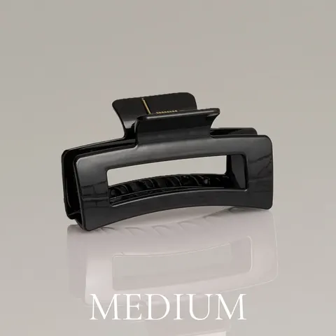 Glansig svart hårklämma Medium 8,5 cm