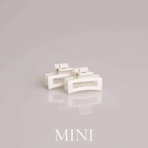 Glansig vit hårklämma Mini 2-pack 4,5 cm