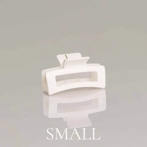 Glansig vit hårklämma Small 6,5 cm