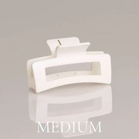 Glansig vit hårklämma Medium 8,5 cm
