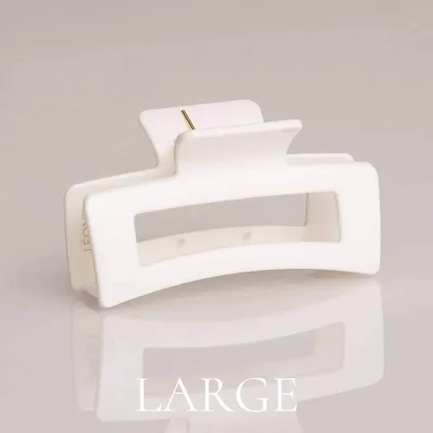 Glansig vit hårklämma Large 10,5 cm