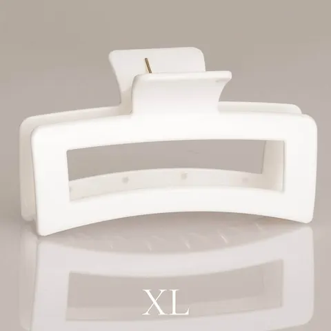Glansig vit hårklämma XL 13 cm