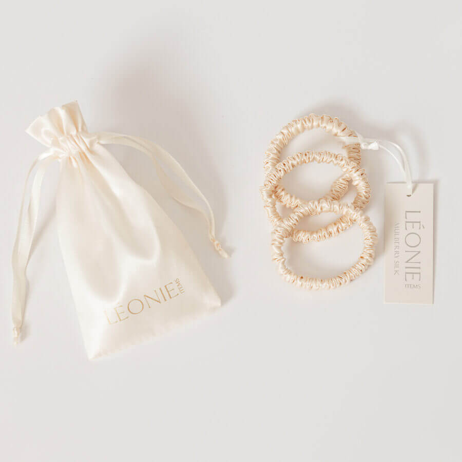 Sidenscrunchie Large Champagne 3-pack