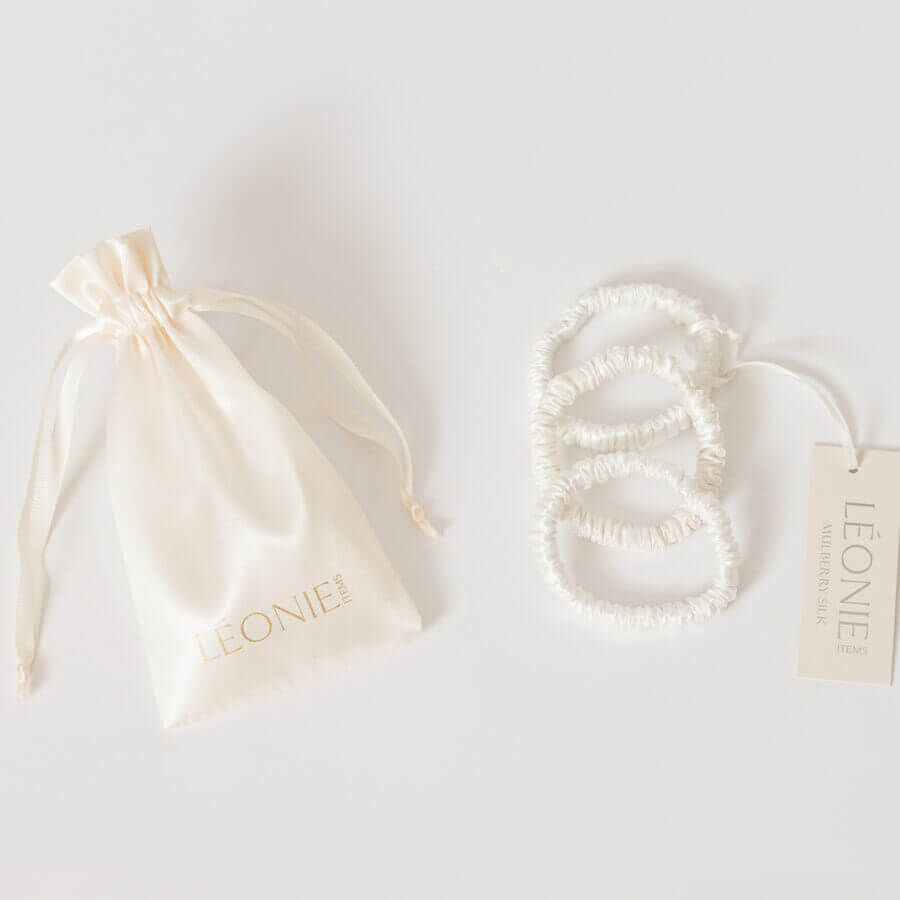 Sidenscrunchie Large Vit 3-pack