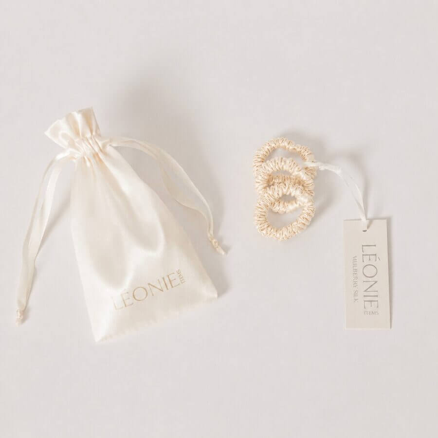 Sidenscrunchie Mini Champagne 3-pack
