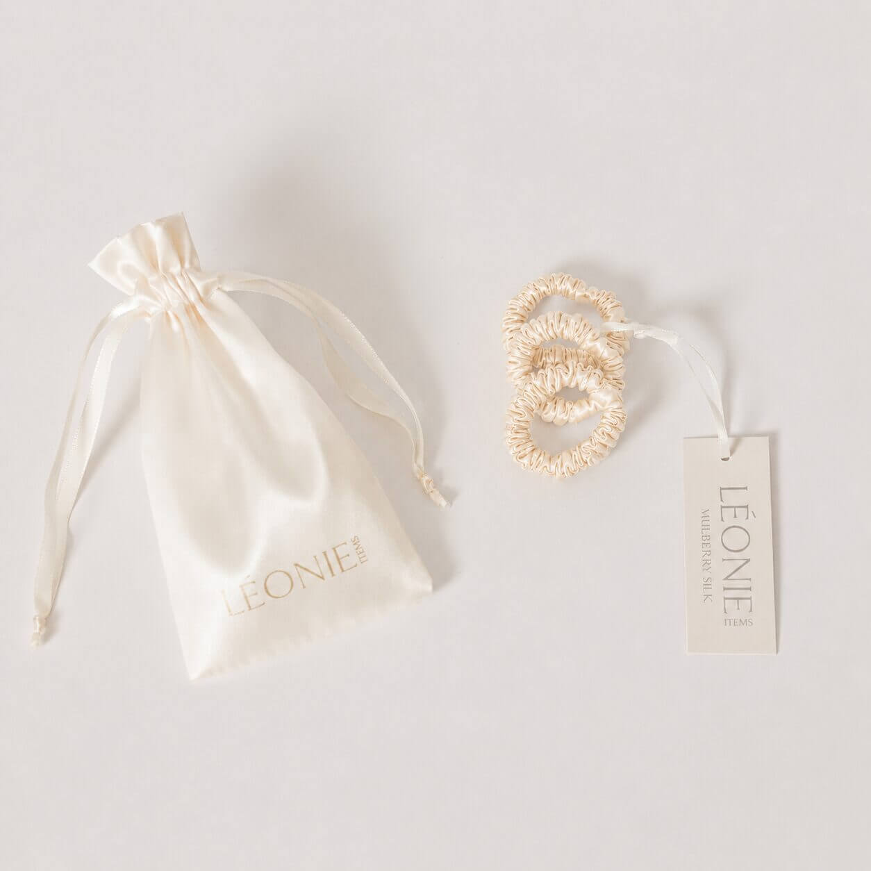 Sidenscrunchie Mini Champagne 3-pack